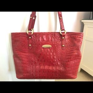 Red Leather Embossed Brahim shoulder bag